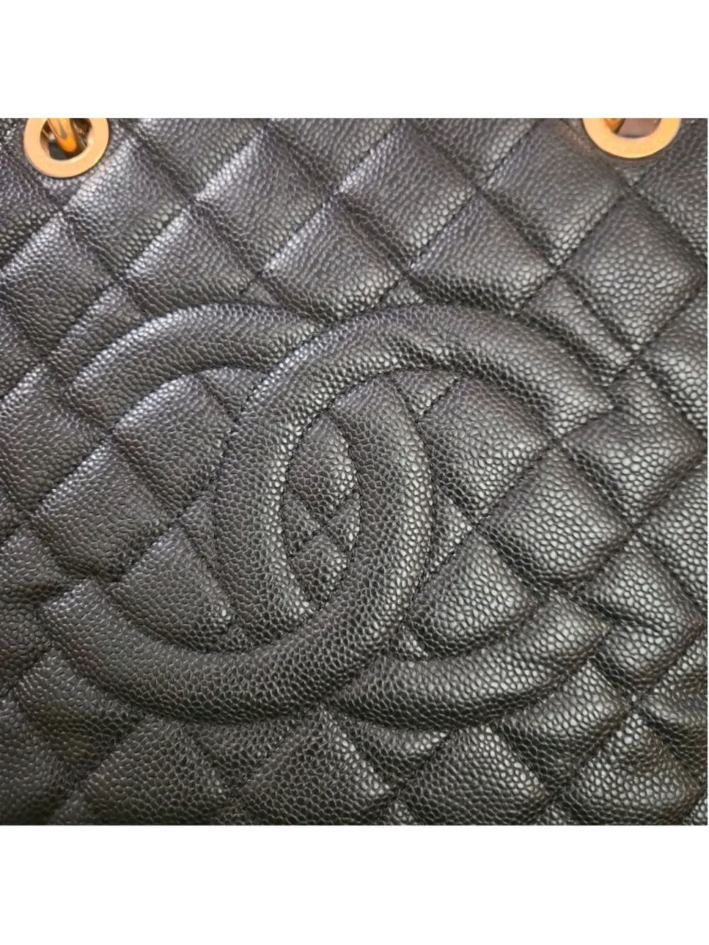 CHANEL Grand Shopping Tote GST Black Caviar Quilted Gold Hardware